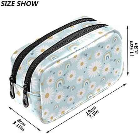 Mnsruu kožna torba sa dvaju patentnih zatvarača, Daisies Doodle Rainbow Star Womens Girls Olovka Case