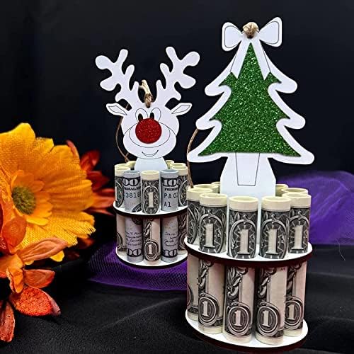 Božićni jedinstveni držač novca, ručno rađena drvena božićna drvca, momenat, nosač za snjegović, ideja