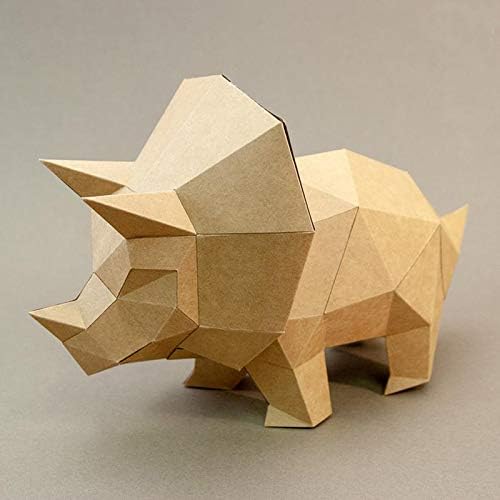 WLL-DP Handmade 3D Slatki dinosaur papir Sculpture DIY Pre-CILM papir zanat za životinje Model Origami puzzle papir igračka za igračke kućni ukras, set od 5