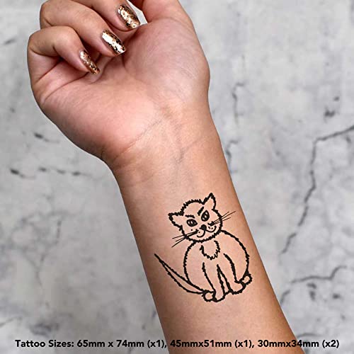 4 x 'sjedeći mačke' privremene tetovaže