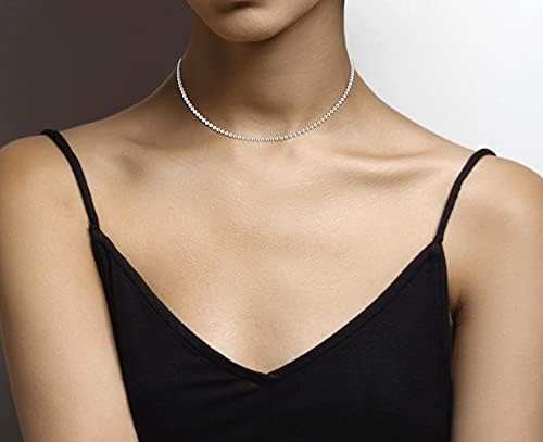 Miabella 925 Sterling Silver italijanska ručno rađena lančana ogrlica od 3 mm perli za žene, proizvedena u Italiji