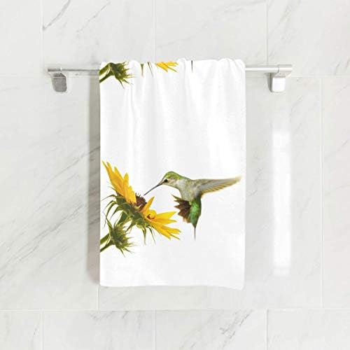 Naanle Hummingbird na žuto suncokret na bijelom mekoj ručniku za ručnike upijajući ručnici Višenamjenski za kupatilo Hotel teretana i spa centar 30 x15