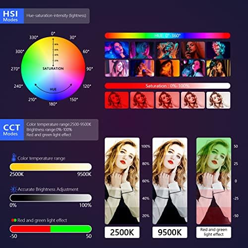 RGB Led video Light Stick štap sa postoljem, QEUOOIY 360° u punoj boji 2500-9500K prijenosni studio fotografije