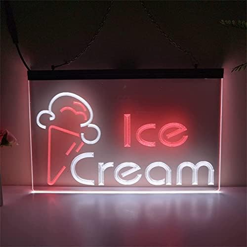 DVTEL Sladoled LED neonski znak, trgovina Diction Decor Noćna svetla Akril Neonska svetla, Window zidni zid Svjetlosni natpis, 40x30cm Hotel Restaurant Bar Kafića