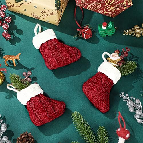 24 kom božićne kabele crveni kabelski pletenje Xmas rustikalne čarape Mini čarape božićne maleni