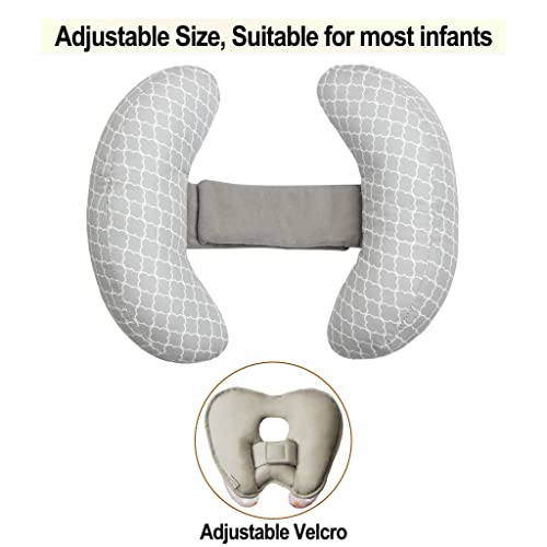 vocheer 2 u 1 jastuk za putovanja za bebe, jastuk za potporu dječje glave jastuk za kolica s bananom jastuk za vrat za novorođenčad, siva…