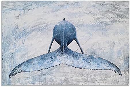 SYGALLERIER obalna platna zidna Umjetnost-plave i bijele slike kitova - moderne apstraktne slike tropskih riba s teksturom za uređenje dnevne sobe u kupaonici