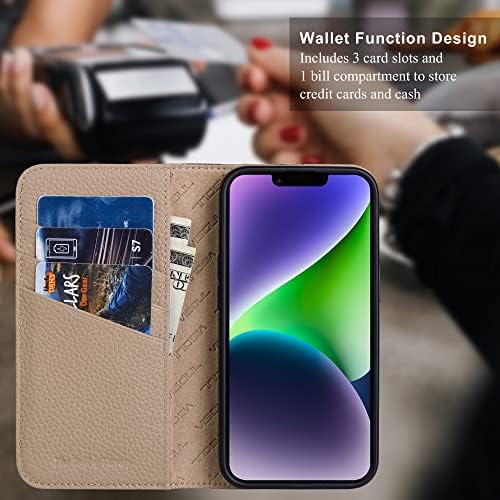 VISOUL šljunčana torbica od prave kože za iPhone 14 novčanik sa držačem za kartice za muškarce