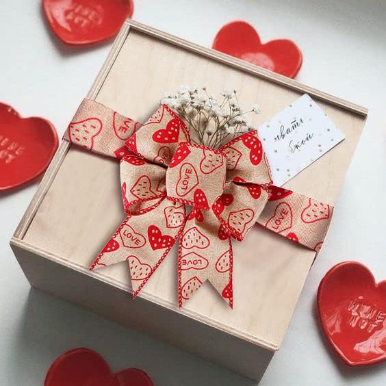 SIMISI RIBBON Burlap vijenac luk Valentinovo crveno srce lukovi za umotavanje poklona vjenčani dekor