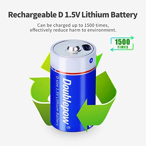 Dvostruko d punjive litijumske baterije 7500mWW d ćelija baterija, 1,5V D Li-Ion ćelije sa priključkom za punjenje, 4 pakovanja