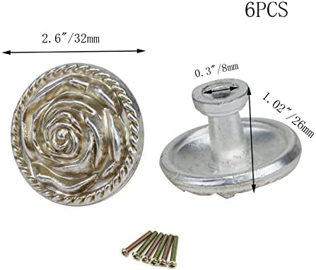 Pastlla 6 kom 1,26 inča Silver Euro Rose Dekorativni ormar za krug okruglih zrna komoda ružičani