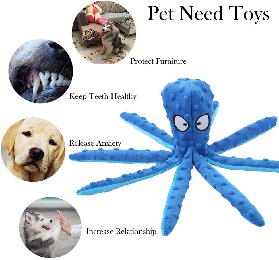 2-pakovanje interaktivnih zvučnih igračaka za pse, mekani hobotnica plišane pseće igračke sa krep papirom, žvaće