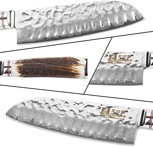 Sunlong Damask Santoku Nož 7 inčni profesionalni kuharski nož - japanski 67 slojeva visoki karbonski Damask čelik - Ergonomska ručka