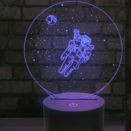 Jinnwell 3d Spaceman Astronaut noćna lampa iluzija Led 7 promjena boje dodirni stol za presvlačenje Stolne lampe akrilna ravna ABS baza USB Kabelska igračka