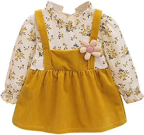 TODDLER dojenčad djevojke Ljetne odjeće s dugim rukavima cvijeće za cvijeće odmornička haljina novorođenčad za djecu s djecom 2pcs set