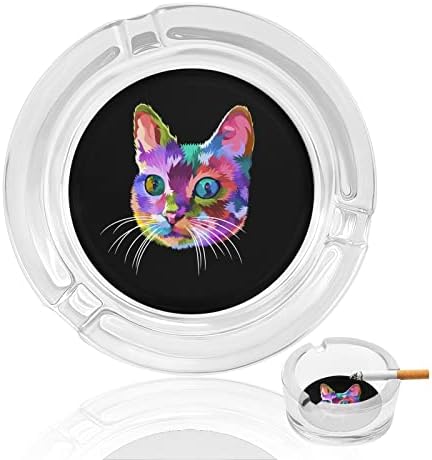 Šarene mačke glave pop umjetničko stil staklene pepeo za cigarete i cigare okrugla držač za ladicu za pepelom