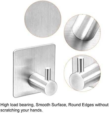 Harfington Samoljepljive kuke, 4 pakovanje 304 Stick od nehrđajućeg čelika na zidnim ručicama za viseće ručnike za odjeću Kuhinjski alati, srebrni ton