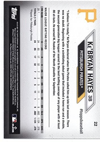 2021 TOPPS National Baseball Card # 22 Ke'bryan Hayes Nm-Mt Pittsburgh Pirates Baseball