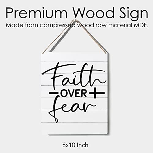 Biblijski stih potpisuju vjera zbog straha drveni znak ploča zid viseći postere Artwork 10 x8 savršen kućni ukras