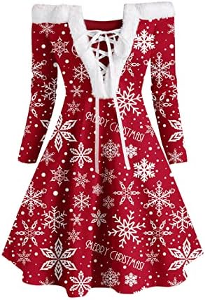 Ženske haljine s dugim rukavima V izrez Furry Maxi haljina A-line koktel Holiday Party Flare haljina smeđa majčinstvo