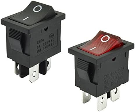 HIFASI 5pcs KCD1-104 Plastični Harder Switch 6A 250VAC 4 PIN na isključenoj DPST 12V 220V zasum za zatvaranje 15x21mm