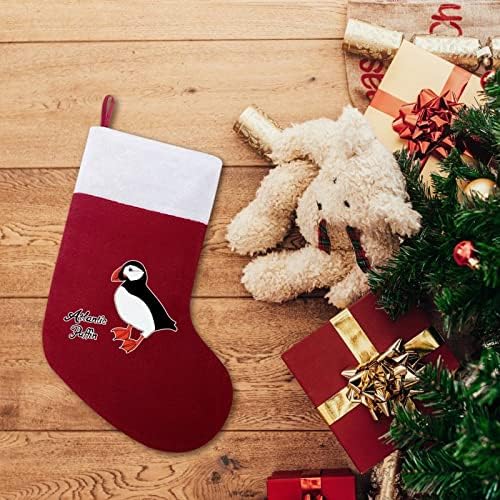 Bird Atlantic Puffin Božićne čarape sa plišanim kaminom za viseći za Xmas Tree Doc dekor