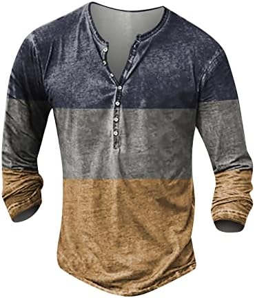 WENKOMG1 gotic Distressed Henley Shirt for Men Long Sleeve Casual Shirt Big and Tall Streetwear T-Shirt
