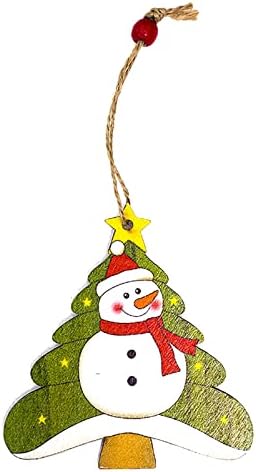 Božićni ukras Drveni obojeni snjegović viseće ploče Božićni ukras Privjesak Vintage perla Garland