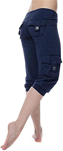 Teretne hlače za žene visokog struka rastezanje treninga Joggers obrezane dukseve lagane casual caprite hlače sa džepovima