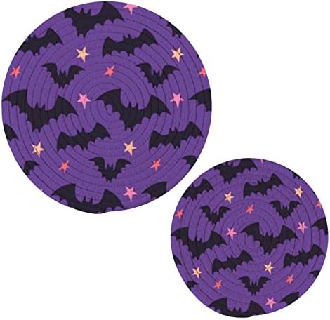 Happy Halloween Bat Star Trivets za topla jela držači lonac Set od 2 komada vruće jastučići za kuhinju pamuk