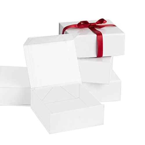 Ljubičasta Q Crafts mala bijela tvrda Poklon kutija sa magnetnim poklopcem za zatvaranje 4 x 4 x 1.6 kvadratne