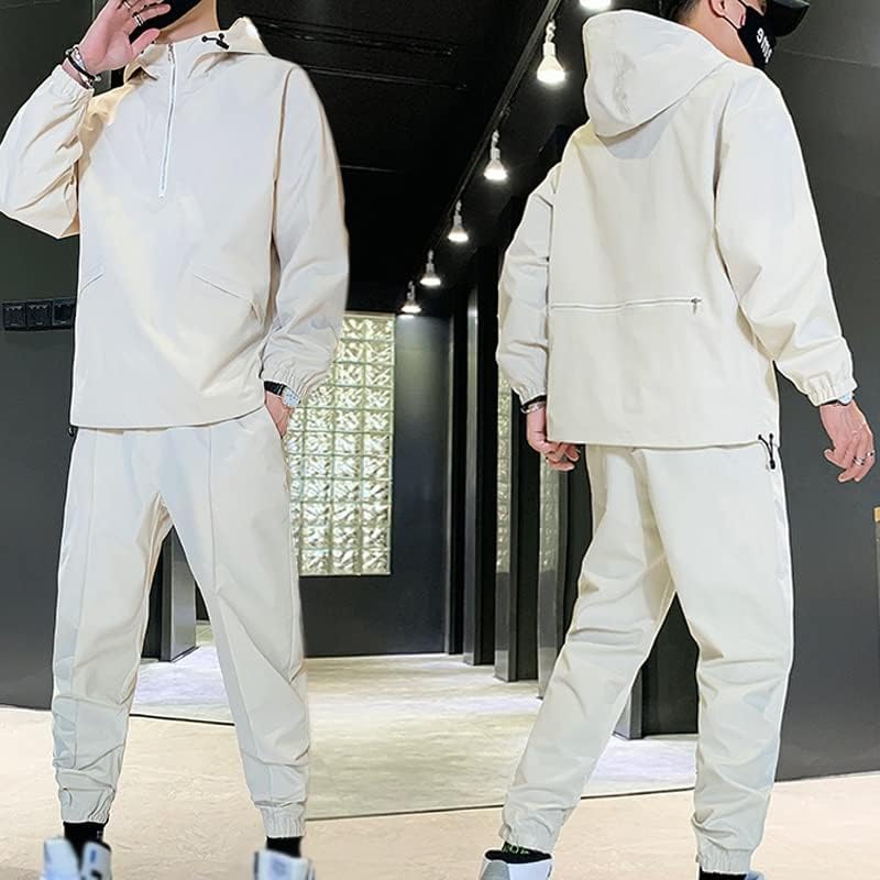 MMLLZEL Muški čvrsti setovi Ležerne prilike Sportska odjeća Proljeće Jesen Muškarci Streetwear sa patentnim zatvaračem Hoodie + hlače odijelo