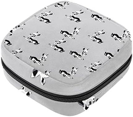 Crno bijelo jelene sanitarne vrećice za pohranu sa ubrusom Prijenosni period torbice za torbu za period menstrualna kesica sa patentnim sanitarnim jastučićem za žene teen djevojke dame