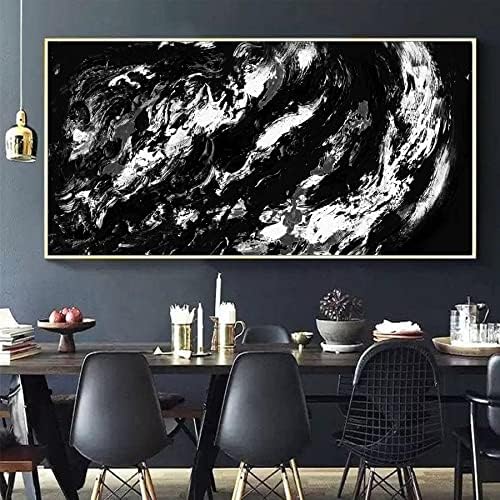 Moderna slika platna minimalistička zidna Umjetnost Sažetak crno-bijelo slikarstvo akrilna Likovna umjetnost ručno rađena slika na platnu jednobojno umjetničko djelo 96X48in Neuramljeno