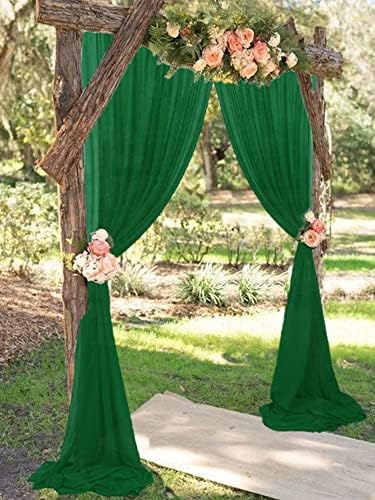 MODFUNS smaragdno zelene zavjese pozadina 10x10ft 2 ploče šifon tkanina zavjese za mladence Sheer pozadina zavjese za prijem Prom Sheer vjenčanje zavjese pozadina za Party Receprtion prozor zavjese