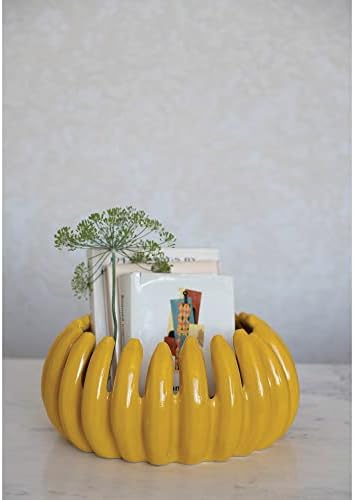Kreativni zadružni ko-oprati Dekorativni poklopac Bananas Bowl, 15 l x 15 w x 7 h, žuta