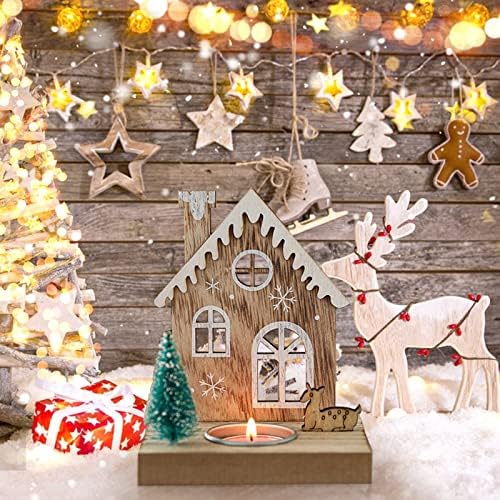 Božić Stol Ukras Santa Clau Elks Kuća Svijećnjak Nordics Stil Prozor Prikaz Stola Ukras Vuk Ornament