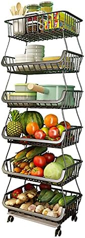 5-slojne korpe za skladištenje voća i povrća sa drvenim stolom za slaganje korpe za skladištenje proizvode