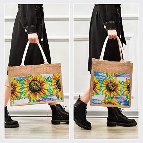 Akvarelna torba od suncokretove Jute poklon torbe od Jute sa ručkom torba od Burlap torba na plaži