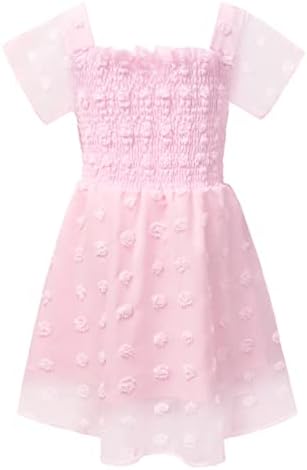 QPANCY djevojke šifon haljina ljeto Ruffle kratki rukav Casual Midi haljine za djecu čipkasti kvadratni vrat haljine