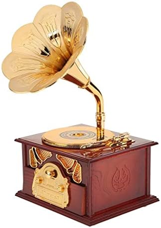 ZSEDP Antique Wooden Music Box Metal Phonograph ručne ručne muzičke kutije Creative Classic Music Box Početna Dekor Božićni rođendan Poklon