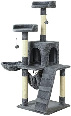 KZLAA 53in Cat Tree Cat Tower Condo Furniture Scratch Post sa prirodnim Sisalnim užetom, viseća