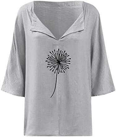 Ženski vrhovi i Tees ženski maslačak štampanje V vrat košulje kratki rukav pamučna majica bluza