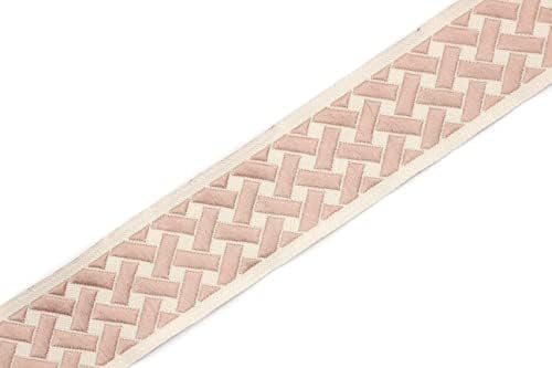 11 Dvološka kalem 1,37 inča široka ružičasta čvor jacquard vrpca geometrijska obloga jacquard