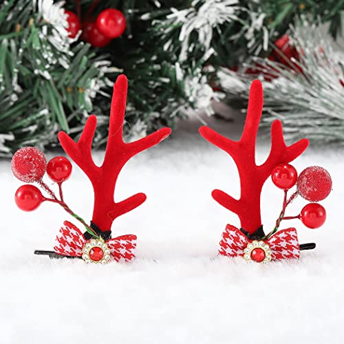 Brinie Božićne kose Barretts Reindeer Antlers Clip Bowknot Hair Pins Berry Clips Alligator Clips
