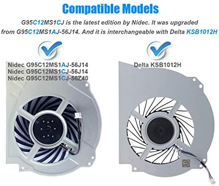 Zamjena ElecGear Interni ventilator za hlađenje za PS4 Pro CUH-7XXX-CPU hladnjak hladnjaka, Playstation