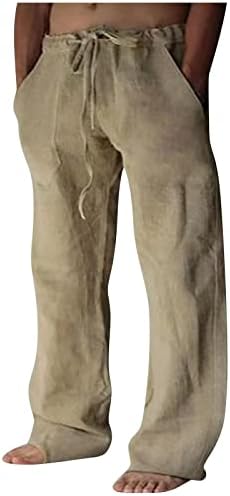 Muške pamučne pantalone ljetne elastične struke nacrtaju vrećaste džepove hlače casual lagane sportske redovne pantalone