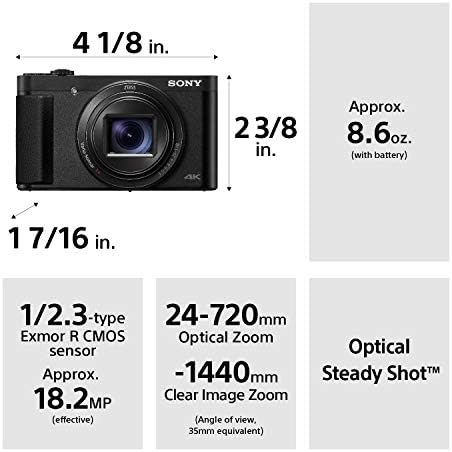 Sony DSC-HX99 kompaktna digitalna kamera od 18,2 MP sa zumom od 24-720 mm, 4K i Touchpad-Crna