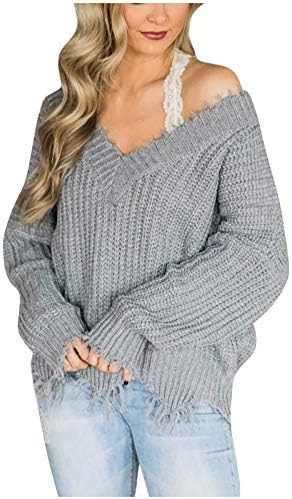 Dukseri za žene 2022 Ležerne vafle pletenje pulover dugih rukava V izrez Asimetrični bluza za bluzu za ogrtač
