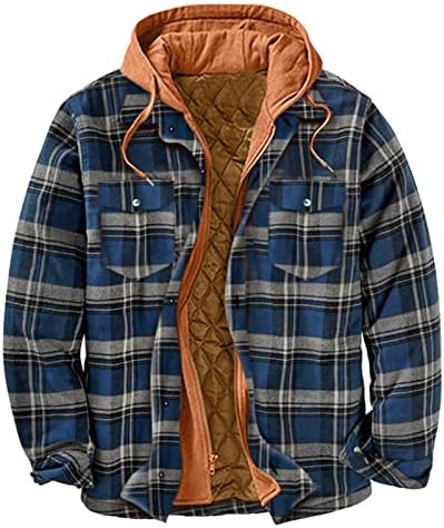 BEUU PLAID Jakne Majice za muške, zimske pamučne kapute sa kaputima sa kapuljačom patentnih kaputa sa